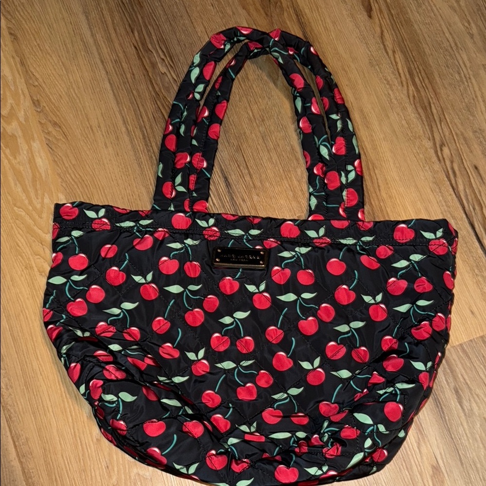 Cherry Print Black Tote Bag